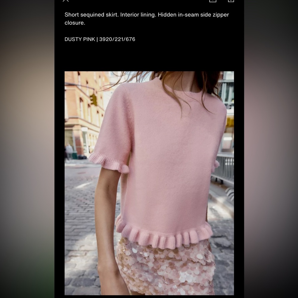 Zara sequins mini skirt, dusty pink - Picture 10 of 13